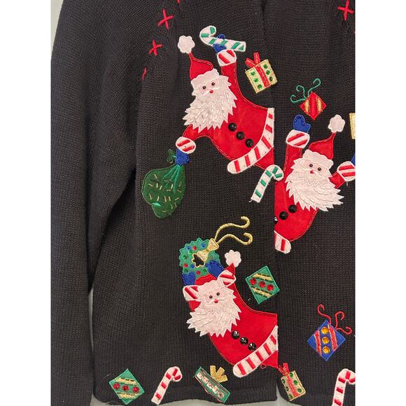 Tiara International Santa Claus Christmas Sweater 2004‎ PM Red Festive Holiday - Picture 8 of 10